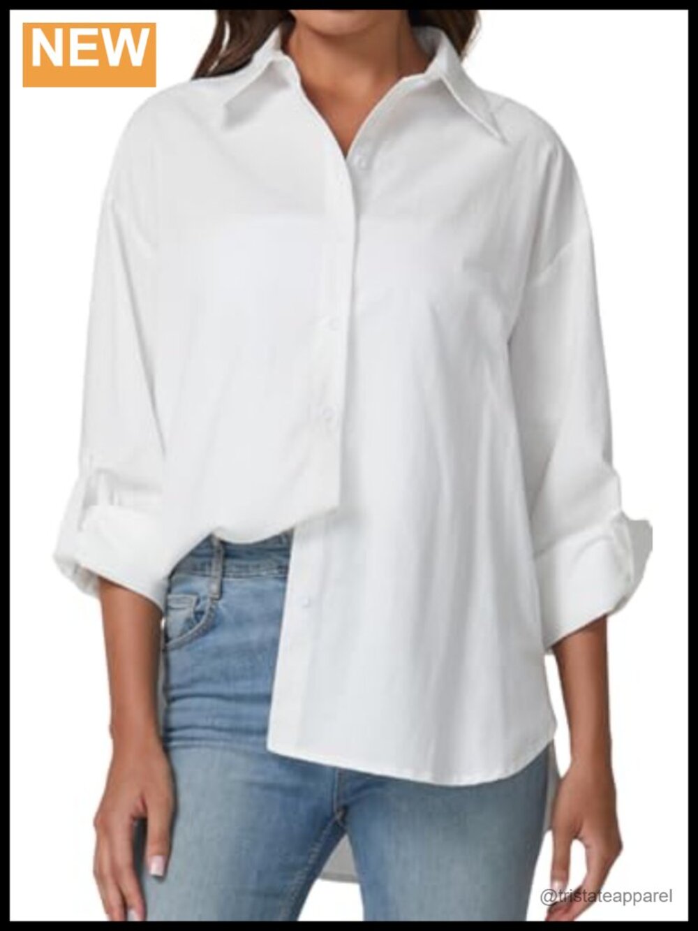 Oversized Women's Striped Cotton Button Down Shirt Long Sleeve Casual Blouse